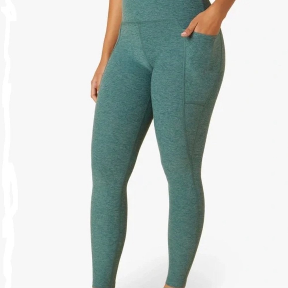 Beyond Yoga Out of Pocket High Waist Midi Legging Rainforest Blue Heather M